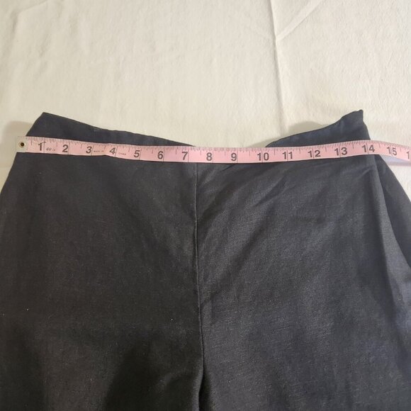 Larry Levine Women 8P Black Linen Blend Floral Beaded Crop Pant Side Zip Casual - Picture 12 of 16